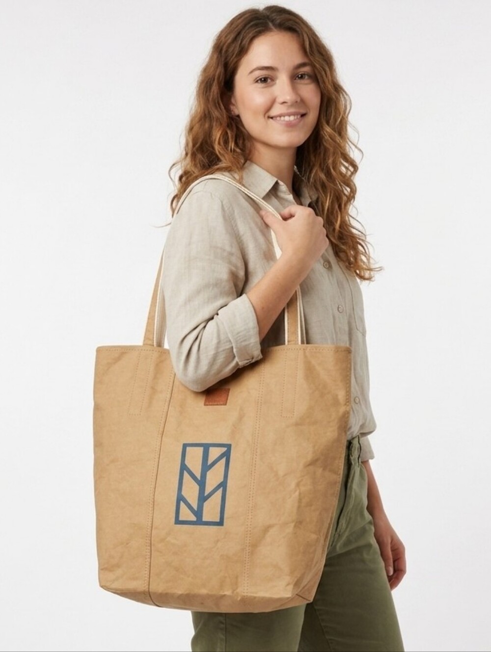 Out Of The Woods Sahara Tan Blue Classic Iconic Shopper Tote Bag Washable Paper